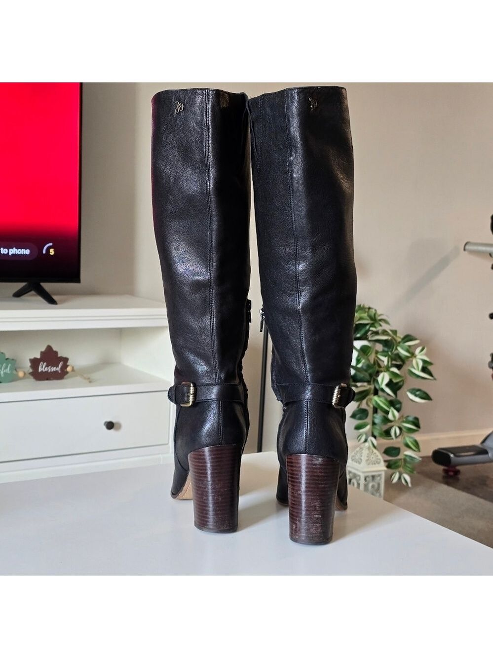 Sam Edelman Lucy Soft  Black Leather Knee-High Riding Boots Size 10 - Picture 6 of 14